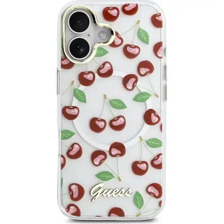 Guess IML Glitter Cherry MagSafe kryt iPhone 17 bílý