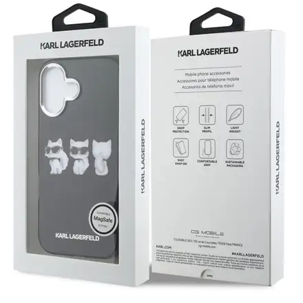 Karl Lagerfeld IML Choupette Trio Watercolor MagSafe kryt iPhone 17 černý