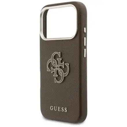 Guess PU Resin Logo kryt iPhone 17 Pro Max hnědý