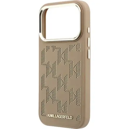 Karl Lagerfeld PU Perforated Monogram MagSafe MagSafe kryt iPhone 17 Pro hnědý