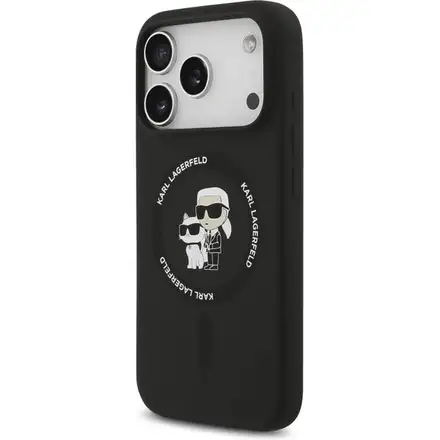 Karl Lagerfeld Liquid Silicone Karl and Choupette MagSafe kryt iPhone 17 Pro černý