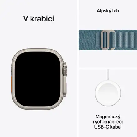 Apple Watch Ultra 3 GPS + Cellular 49mm Přírodní titan se světle modrým alpským tahem - Střední