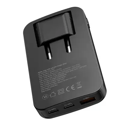 Mobile Origin 65W GaN III Slim Charger Dual USB-C / Single USB-A - Black