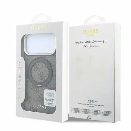 Guess PU 4G Ring Stand MagSafe kryt iPhone 18 Pro Max hnědý