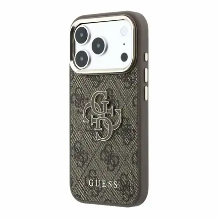 Guess PU Leather 4G Gold Frame MagSafe kryt iPhone 18 Pro černý