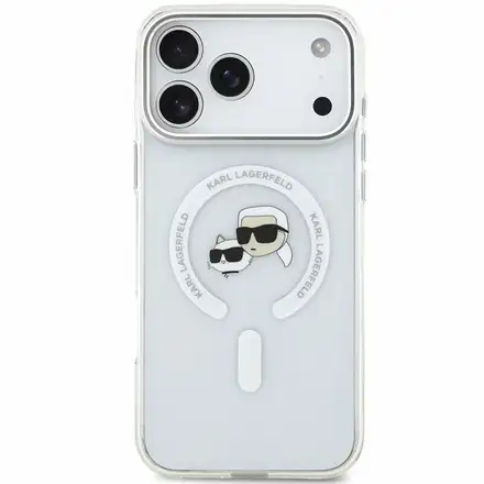 Karl Lagerfeld IML K&CH Heads Metal Frame MagSafe kryt iPhone 18 Pro bílý