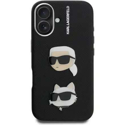 Karl Lagerfeld Grained PU K&CH Heads kryt iPhone 16 černý