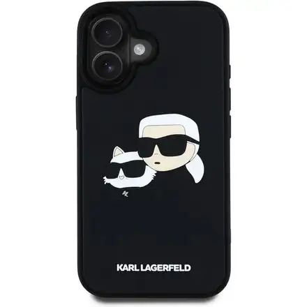 Karl Lagerfeld 3D Rubber Double Heads kryt iPhone 16 černý