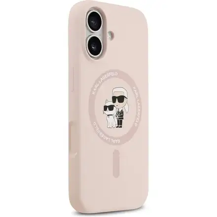 Karl Lagerfeld Liquid Silicone Karl and Choupette MagSafe kryt iPhone 17 růžový