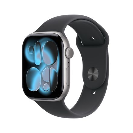 Apple Watch Series 11 GPS 46mm Vesmírně šedý hliník s černým sportovním řemínkem - S/M