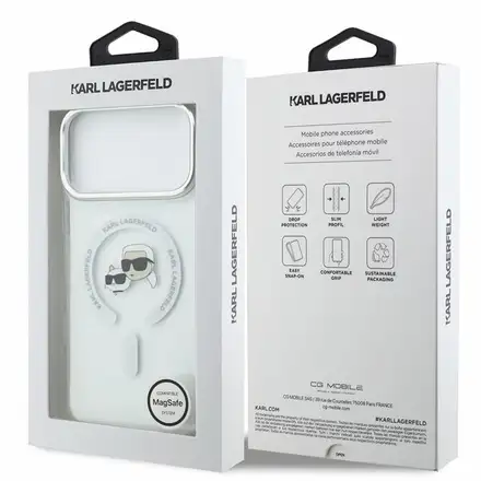 Karl Lagerfeld IML K&CH Heads Metal Frame MagSafe kryt iPhone 18 Pro Max bílý