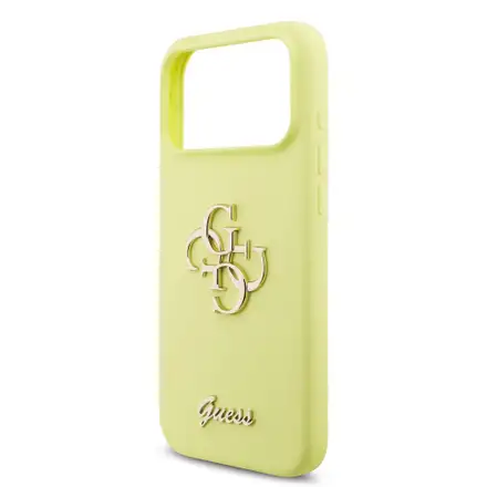 Guess Liquid Silicone 4G Metal Logo kryt iPhone 17 Pro Max žlutý