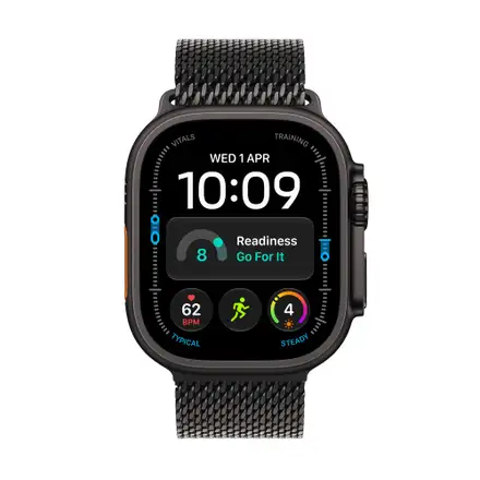 Apple Watch Ultra 4 GPS + Cellular 49mm Black Titanium Case with Black Titanium Milanese Loop - M