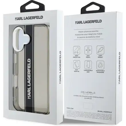 Karl Lagerfeld IML Stripe Logo kryt iPhone 16 černý