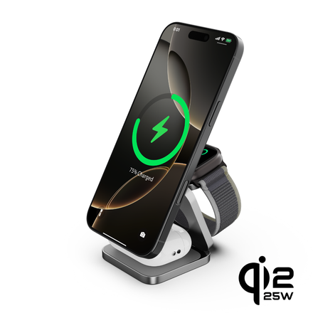 Cubenest Qi2.2 3v1 Skládací bezdrátová magnetická nabíječka SQ312 Ultra - šedá