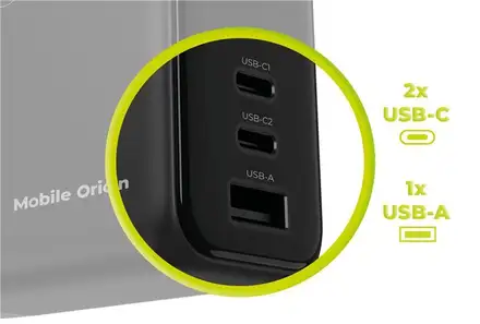 Mobile Origin 140W GaN Display Charger PW21 2x USB-C/1x USB-A