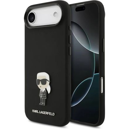 Karl Lagerfeld Liquid Silicone Metal Ikonik kryt iPhone Air černý