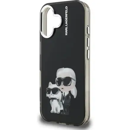 Karl Lagerfeld IML Aquarelle Karl and Choupette kryt iPhone 16 černý