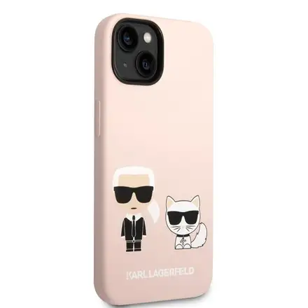 Karl Lagerfeld MagSafe Liquid Silicone Karl and Choupette kryt iPhone 14 Plus růžový