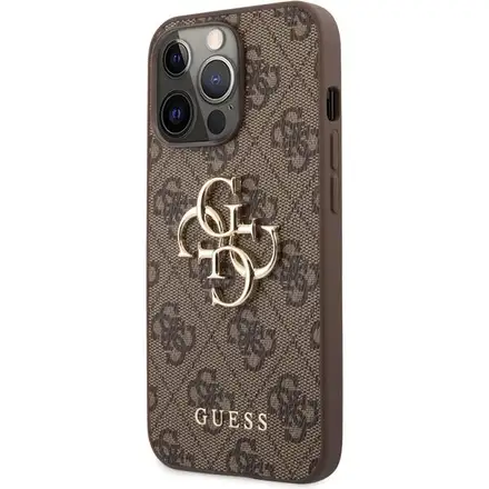 Guess PU 4G Metal Logo kryt iPhone 13 Pro hnědý