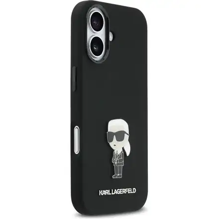 Karl Lagerfeld Liquid Silicone Metal Ikonik kryt iPhone 17 černý