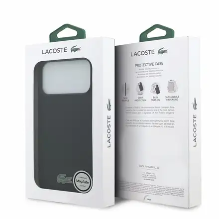 Lacoste Iconic Petit Pique Metal Logo MagSafe kryt iPhone 18 Pro Max černý