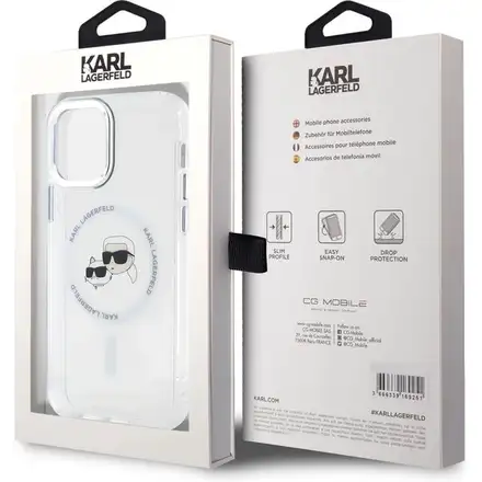 Karl Lagerfeld IML K&CH Heads Metal Frame MagSafe kryt iPhone 12/12 Pro průhledný