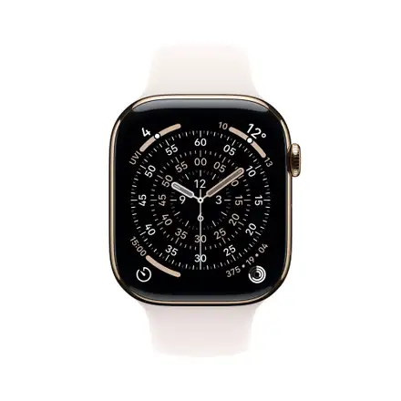 Apple Watch Series 11 GPS + Cellular 46mm Zlatý titan se světle ruměným sportovním řemínkem - S/M