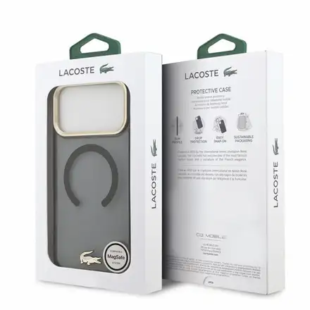 Lacoste PC/TPU Frosted Finish Gold Logo MagSafe kryt iPhone 18 Pro černý
