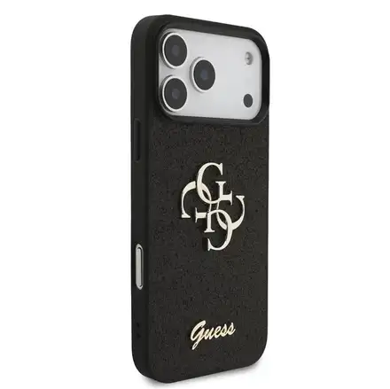 Guess PU Fixed Glitter 4G Metal Logo kryt iPhone 18 Pro Max černý