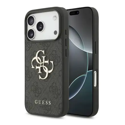Guess PU 4G Metal Logo kryt iPhone 18 Pro Max šedá