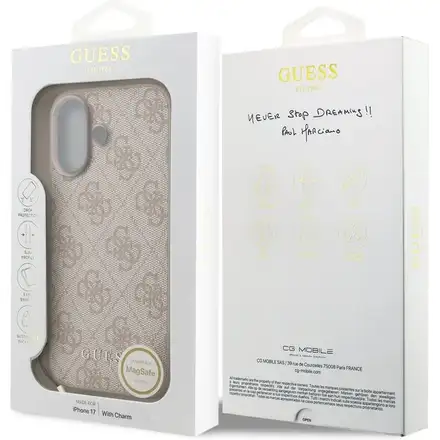 Guess 4G Charm MagSafe kryt iPhone 17 růžový