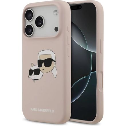 Karl Lagerfeld Liquid Silicone Double Heads MagSafe kryt iPhone 17 Pro růžový
