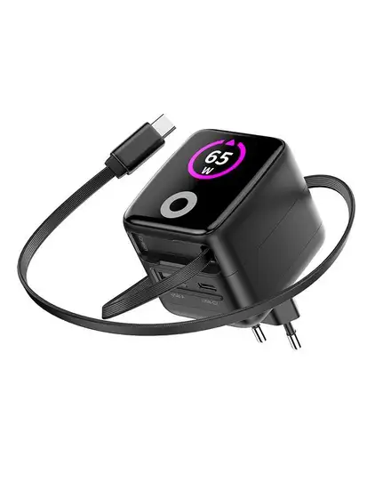 Mobile Origin 65W GaN Display Charger PW3 USB-C Self-Retracting Cable/USB-C/USB-A