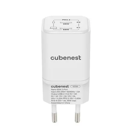 Cubenest PD GaN Nano adaptér 2x USB-C 65W - bílá