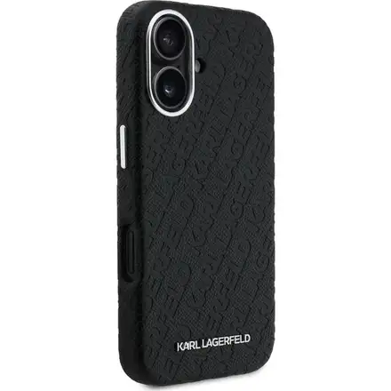 Karl Lagerfeld Grained PU Repeated Logo MagSafe kryt iPhone 16 černý