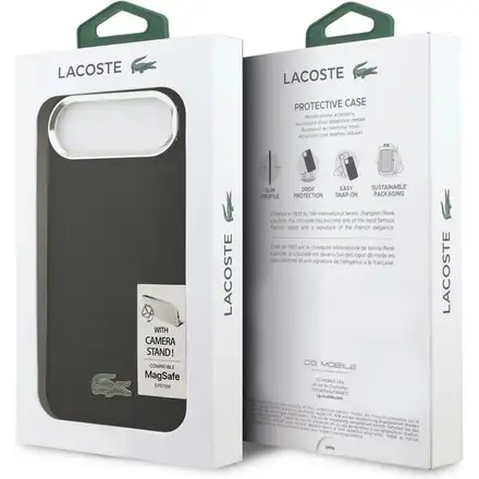Lacoste Iconic Petit Pique Camera Stand MagSafe kryt iPhone Air černý