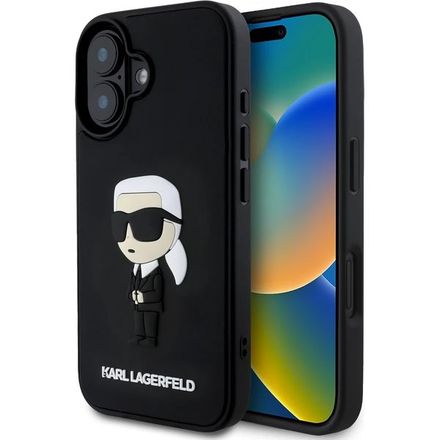 Karl Lagerfeld 3D Rubber Ikonik kryt iPhone 16 černý