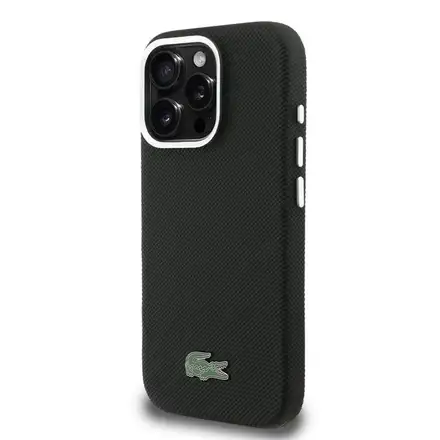 Lacoste PVC Iconic Petit Pique Metal Logo MagSafe kryt iPhone 16 Pro Max černý