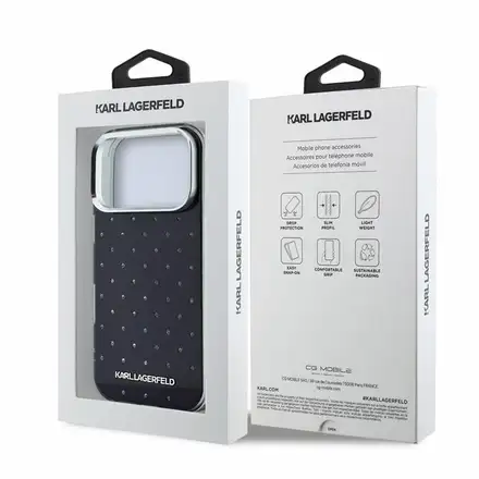 Karl Lagerfeld IML Rhinestones Allover kryt iPhone 18 Pro černá