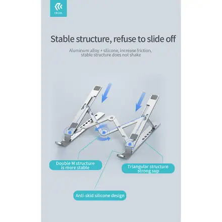 Devia Pro1 Multi-function Folding Stand For Tablet/Laptop - Silver