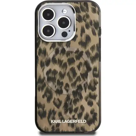 Karl Lagerfeld IML Leopard MagSafe kryt iPhone 16 Pro Max hnědý