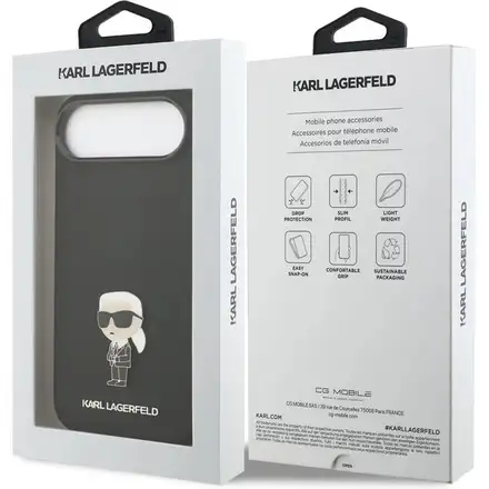 Karl Lagerfeld Liquid Silicone Metal Ikonik kryt iPhone Air černý
