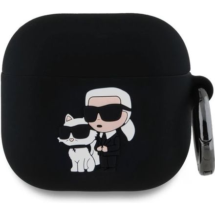 Karl Lagerfeld 3D Logo NFT Karl and Choupette Silikonové Pouzdro pro AirPods 4 černé