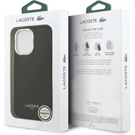 Lacoste PU Leather Champs Elysees MagSafe kryt iPhone 17 černý