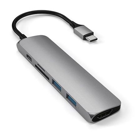 Satechi USB-C Slim Multipor adaptér V2-Space Gray Aluminium