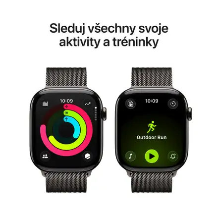 Apple Watch Series 11 GPS + Cellular 46mm Břidlicově šedý titan s břidlicově šedým milánským tahem - S/M