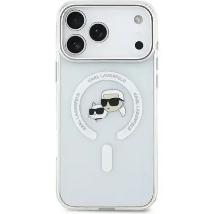 Karl Lagerfeld IML K&CH Heads Metal Frame MagSafe MagSafe kryt iPhone 17 Pro průhledná