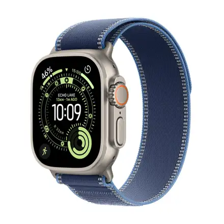 Apple Watch Ultra 3 GPS + Cellular 49mm Přírodní titan s modrým/jasně modrým trailovým tahem - M/L