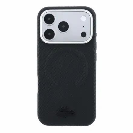 Lacoste PVC Petit Pique Semi Wrap Embossed MagSafe kryt iPhone 18 Pro Max černý